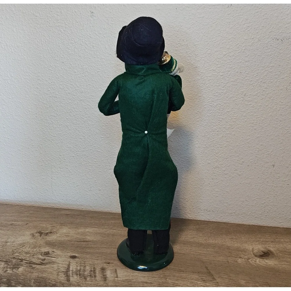 Byers Choice The Carolers 1997 Man with Teddy Bear Green Coat Figurine 13.5